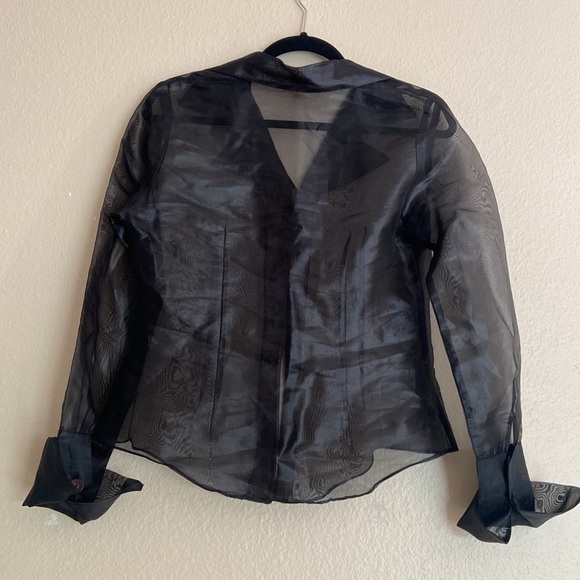 Vintage Sheer Button Front Top with Large Cuffs, Size Medium - Picture 1 of 5